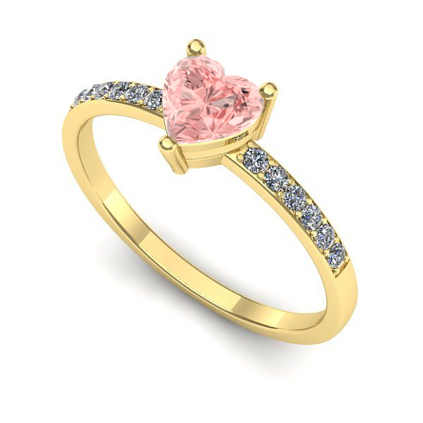 Inel din aur galben cu diamant de laborator roz