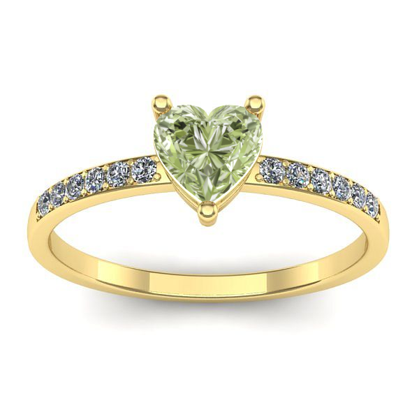 Inel de logodna cu diamant de laborator verde inima