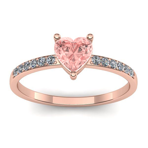 Inel logodna cu diamant de laborator roz inima