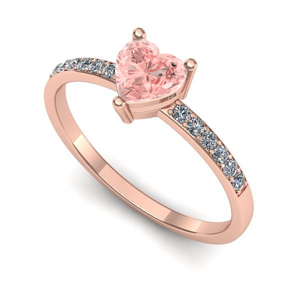 Inel de logodna din aur roz cu diamant de laborator roz
