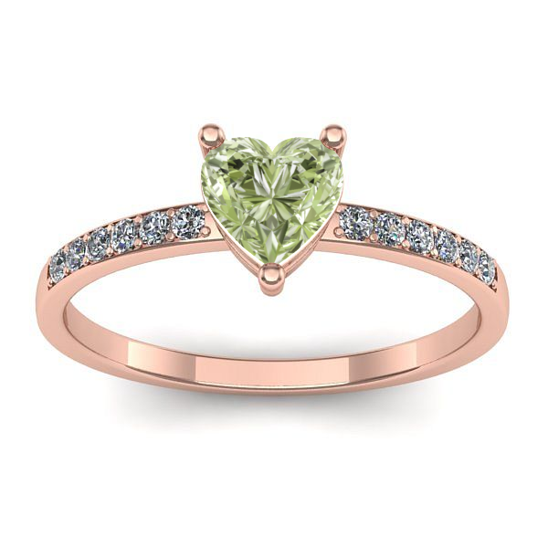 Inel de logodna cu diamant de laborator verde inima