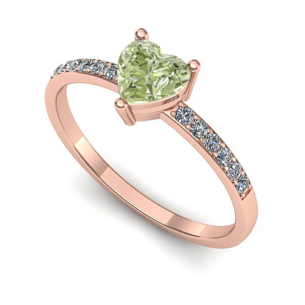 Inel din aur roz cu diamant de laborator verde