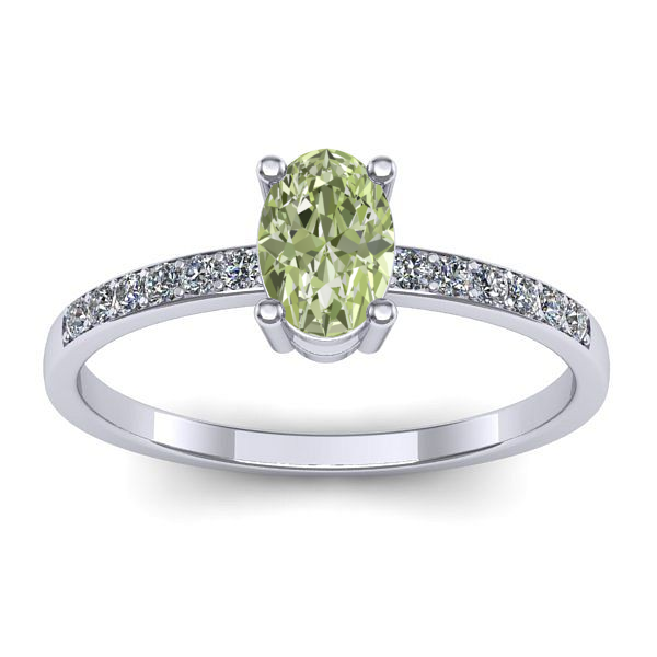 Inel de logodna cu diamant de laborator verde oval