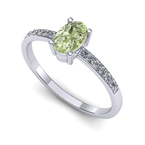 Inel logodna din aur alb cu diamant de laborator verde