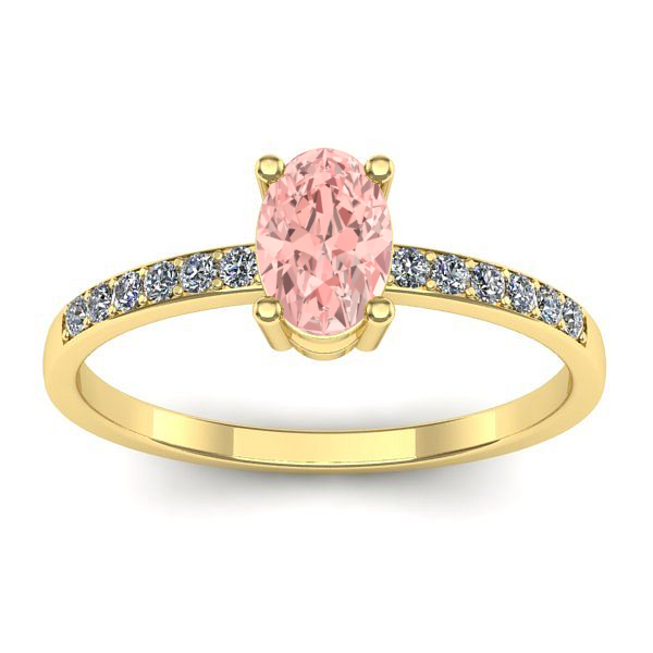 Inel cu diamant de laborator roz oval