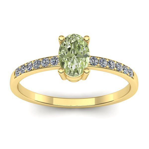 Inel de logodna cu diamant de laborator verde oval