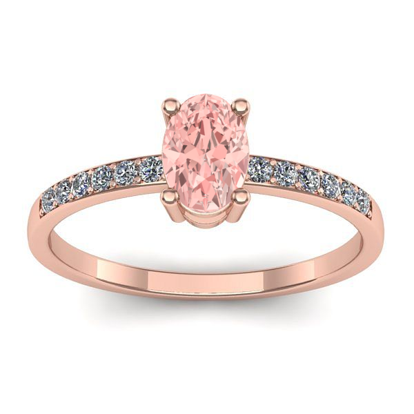 Inel de logodna cu diamant de laborator roz oval