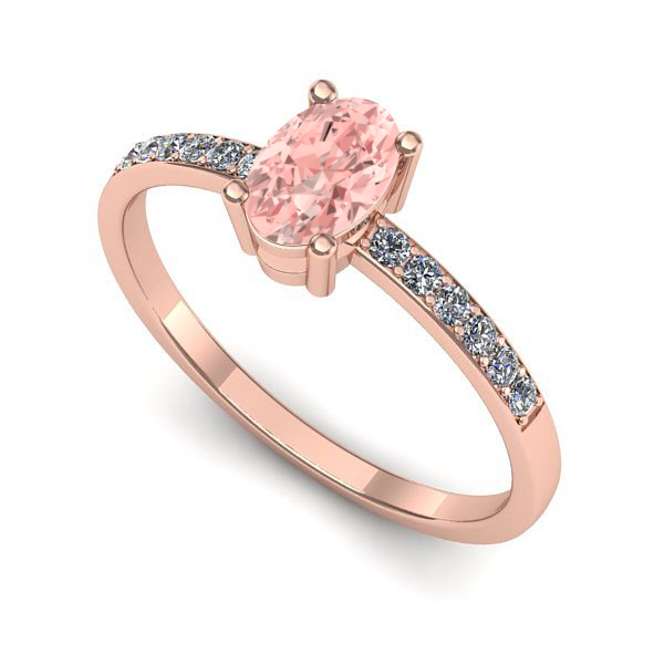 Inel logodna din aur roz cu diamant de laborator roz