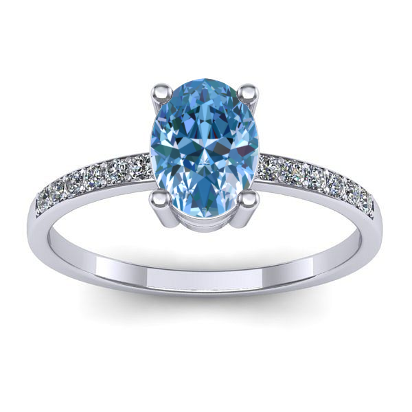 Inel cu diamant de laborator albastru oval