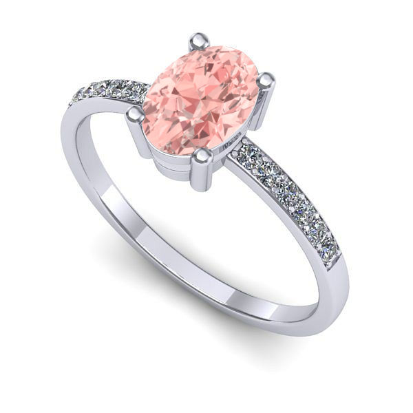 Inel din aur alb cu diamant de laborator roz