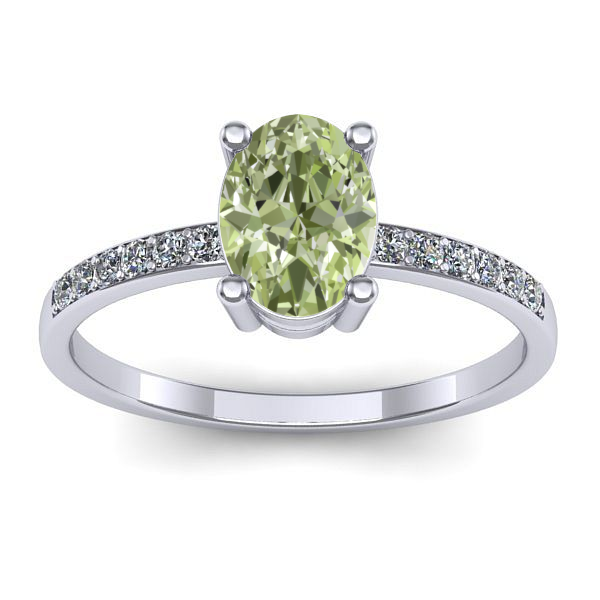 Inel de logodna cu diamant de laborator verde oval