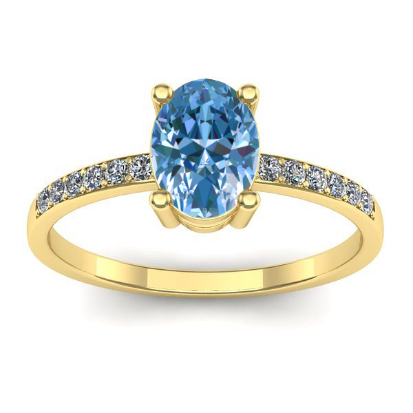 Inel cu diamant de laborator albastru oval