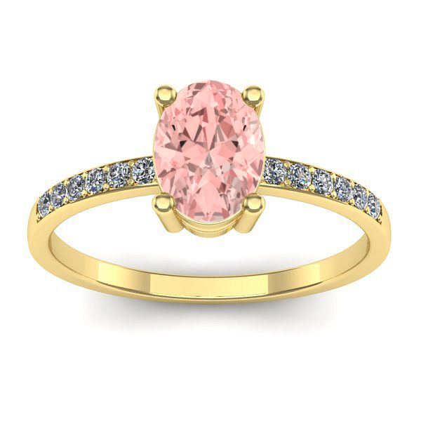 Inel cu diamant de laborator roz oval