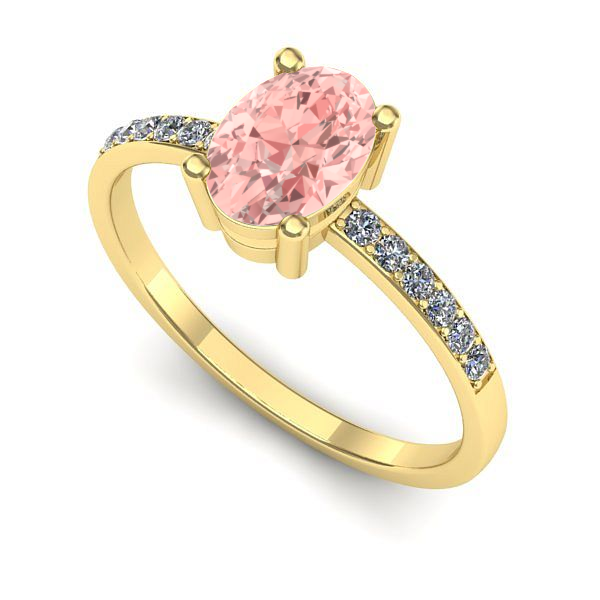 Inel de logodna din aur galben cu diamant de laborator roz