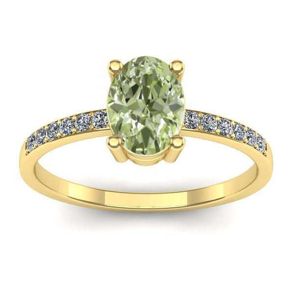 Inel logodna cu diamant de laborator verde oval