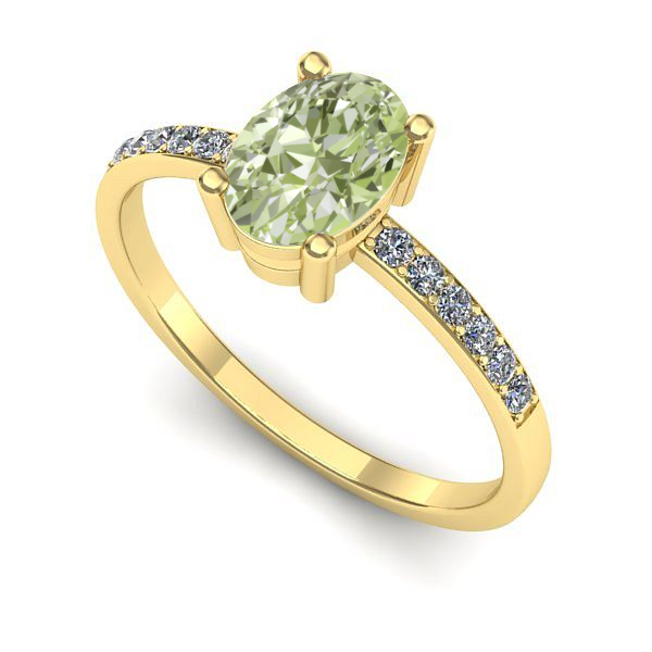 Inel de logodna din aur galben cu diamant de laborator verde