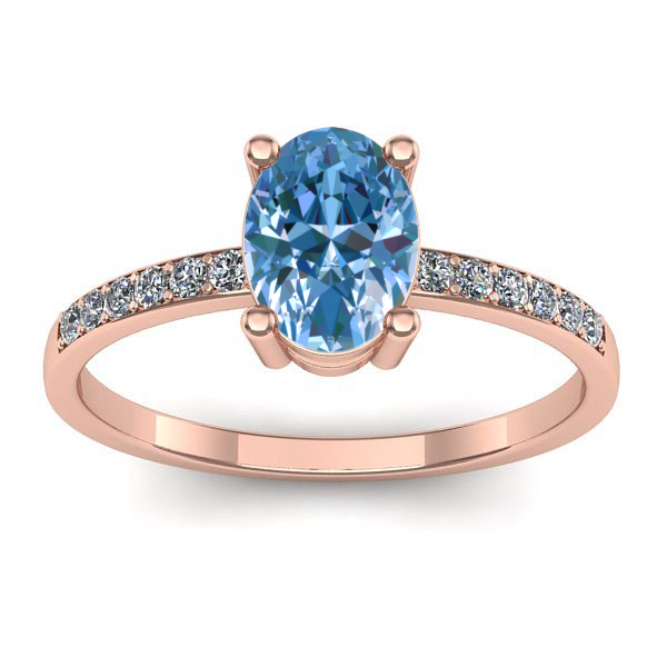 Inel de logodna cu diamant de laborator albastru oval