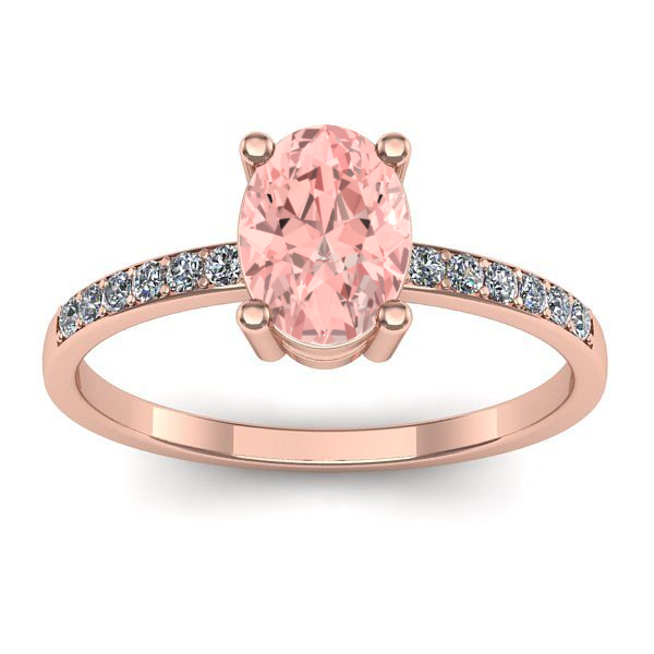 Inel logodna cu diamant de laborator roz oval