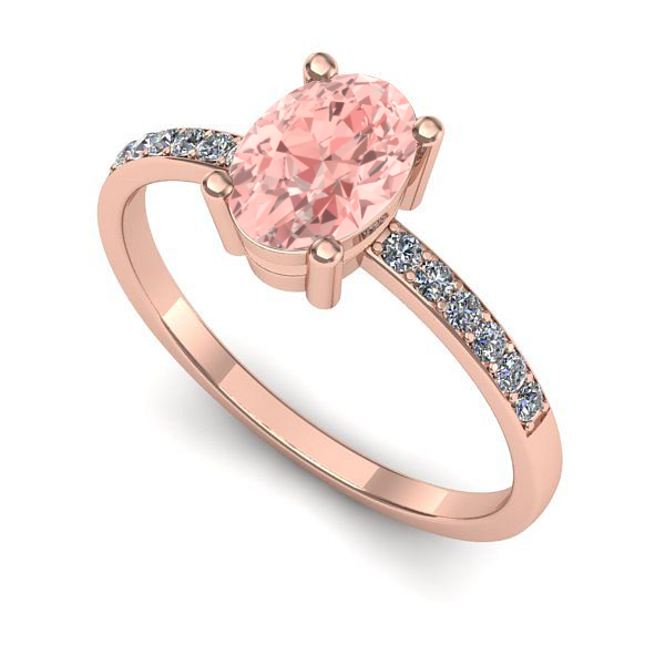 Inel din aur roz cu diamant de laborator roz