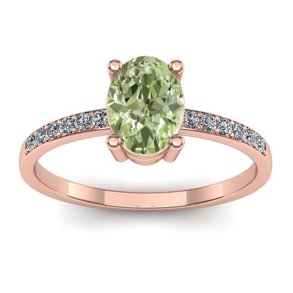 Inel logodna cu diamant de laborator verde oval
