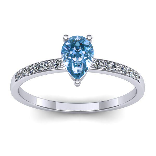 Inel cu diamant de laborator albastru lacrima