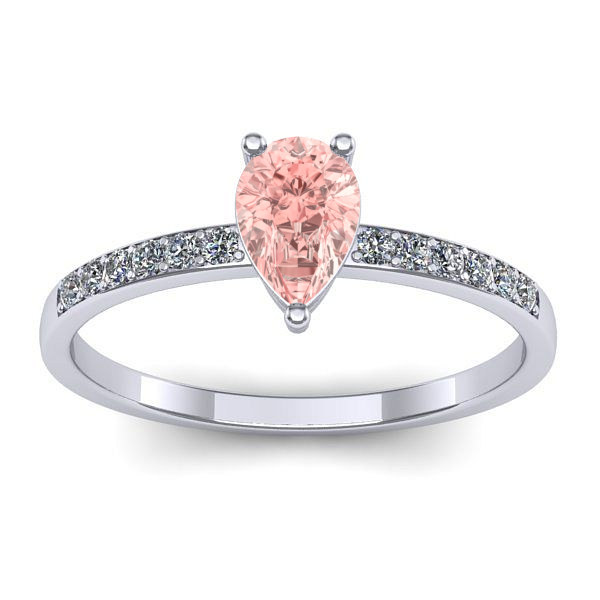 Inel cu diamant de laborator roz lacrima