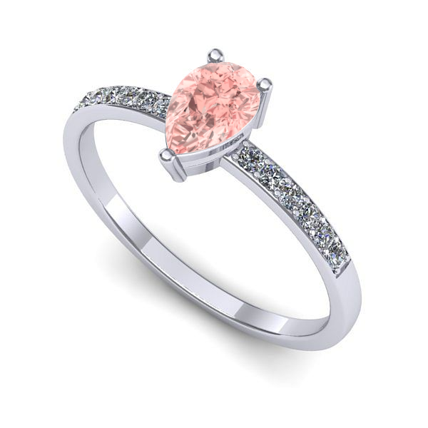 Inel din aur alb cu diamant de laborator roz