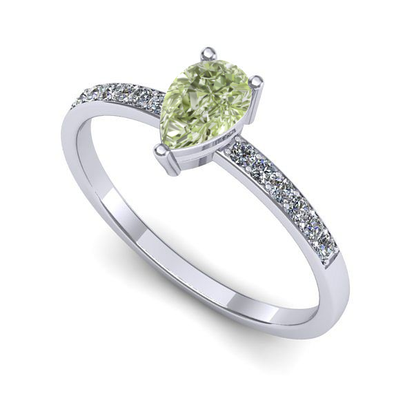 Inel de logodna din aur alb cu diamant de laborator verde