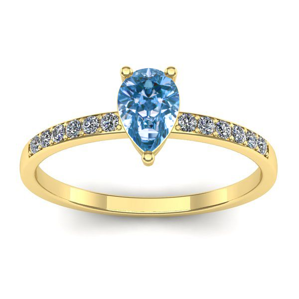 Inel de logodna cu diamant de laborator albastru lacrima