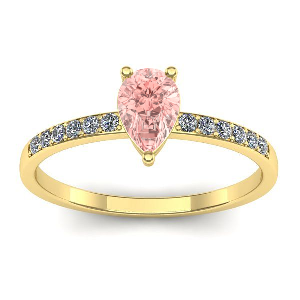 Inel cu diamant de laborator roz lacrima