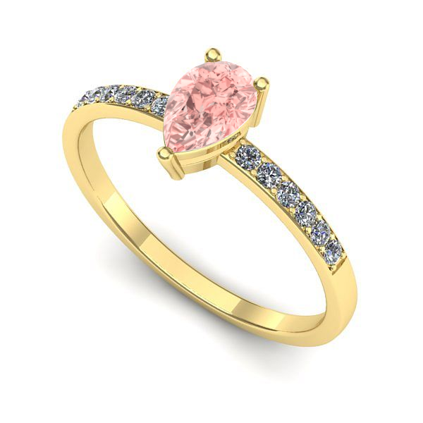 Inel logodna din aur galben cu diamant de laborator roz
