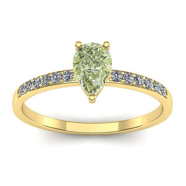 Inel cu diamant de laborator verde lacrima