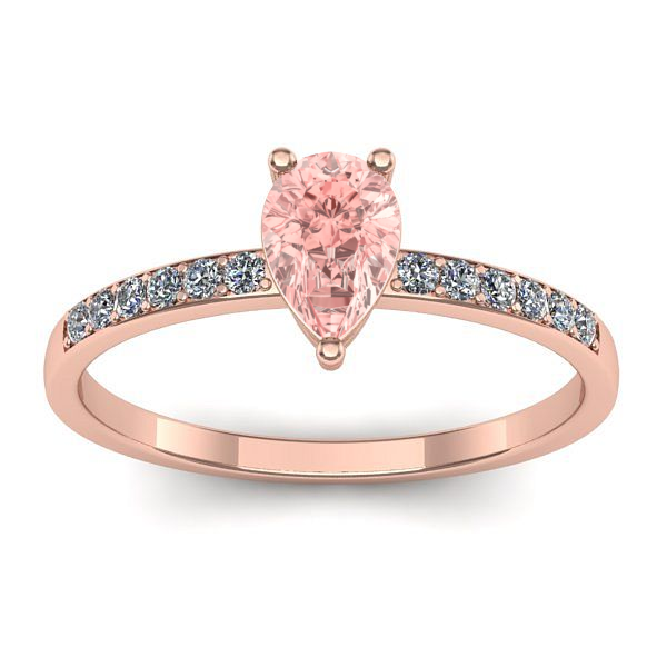 Inel cu diamant de laborator roz lacrima