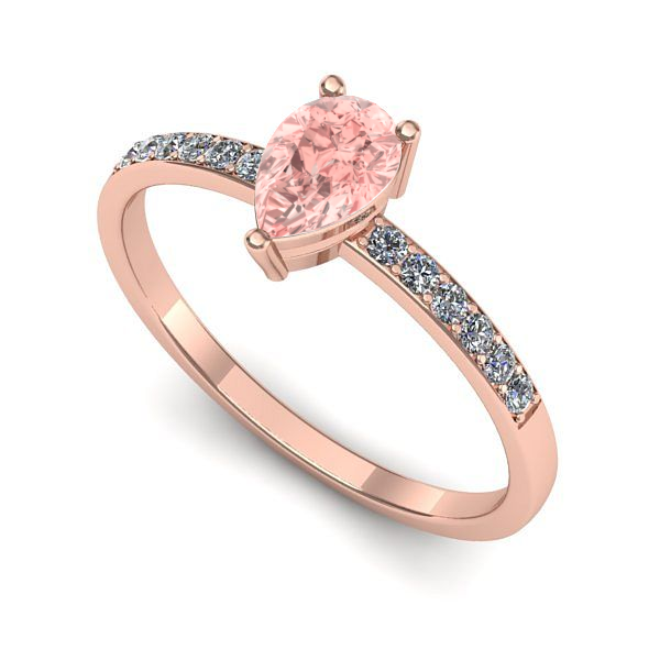 Inel logodna din aur roz cu diamant de laborator roz