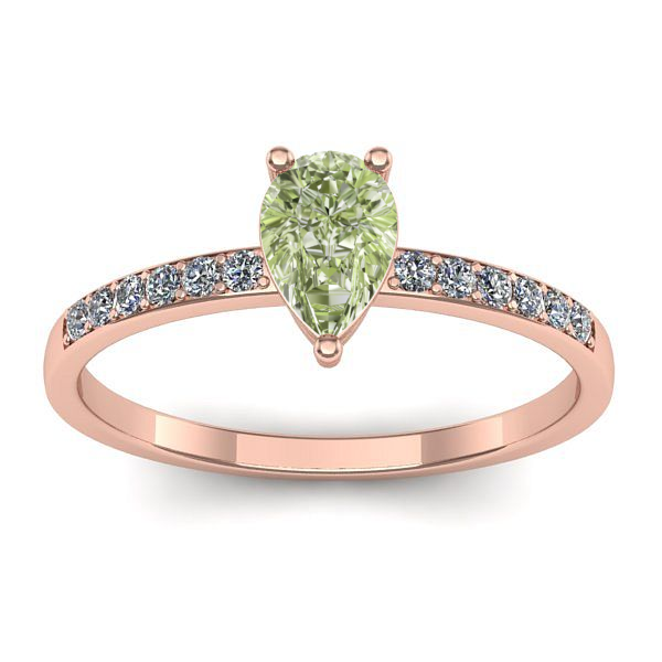 Inel logodna cu diamant de laborator verde lacrima