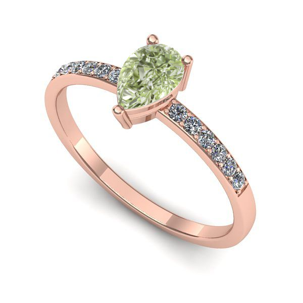 Inel din aur roz cu diamant de laborator verde