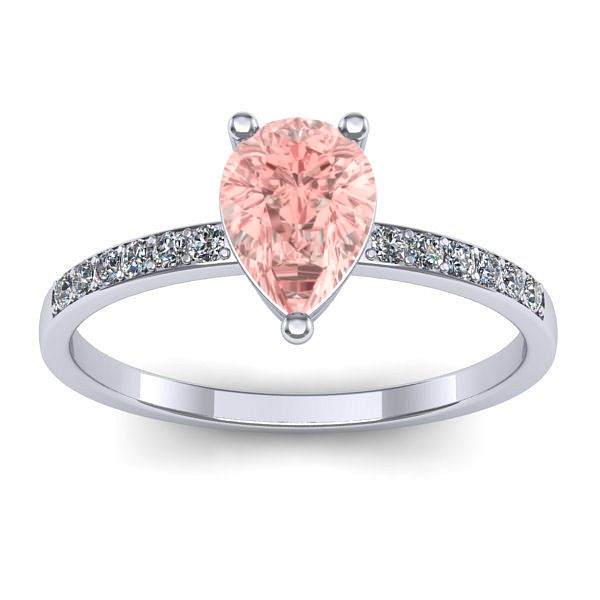 Inel logodna cu diamant de laborator roz lacrima