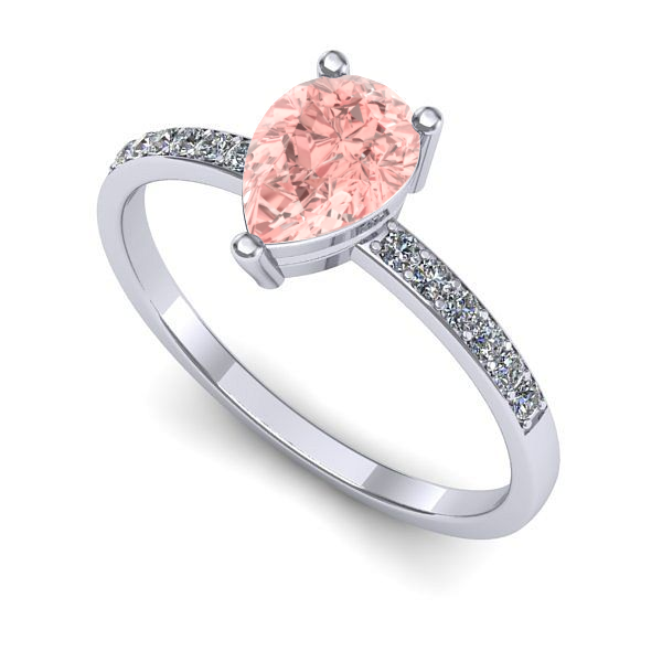 Inel din aur alb cu diamant de laborator roz