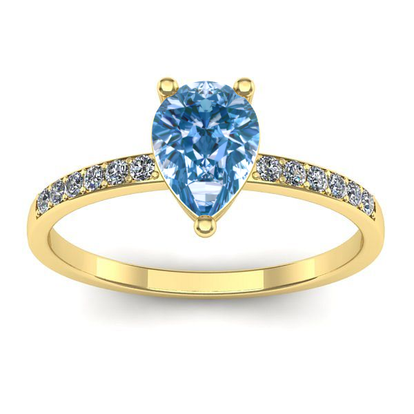 Inel cu diamant de laborator albastru lacrima