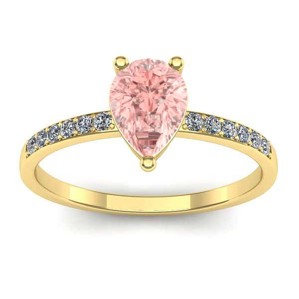 Inel cu diamant de laborator roz lacrima