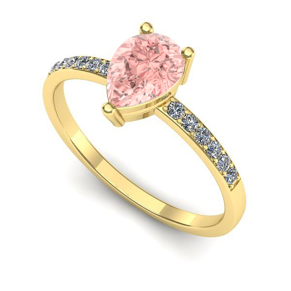 Inel logodna din aur galben cu diamant de laborator roz