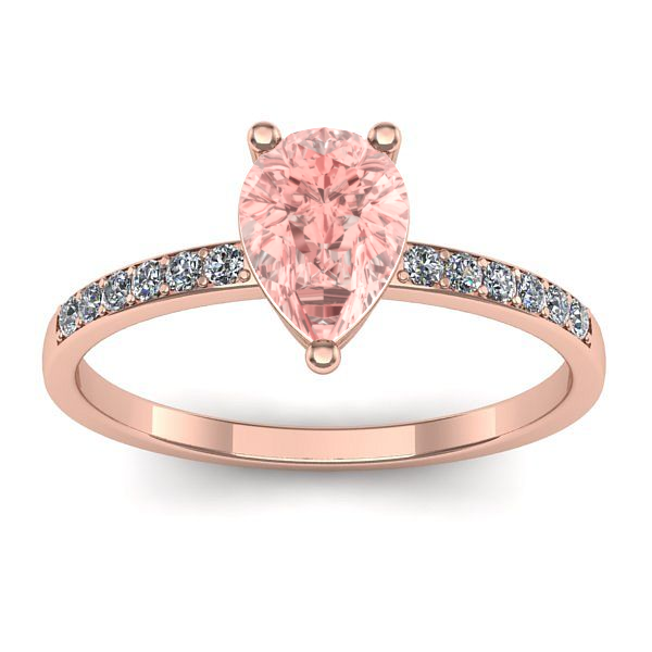 Inel de logodna cu diamant de laborator roz lacrima