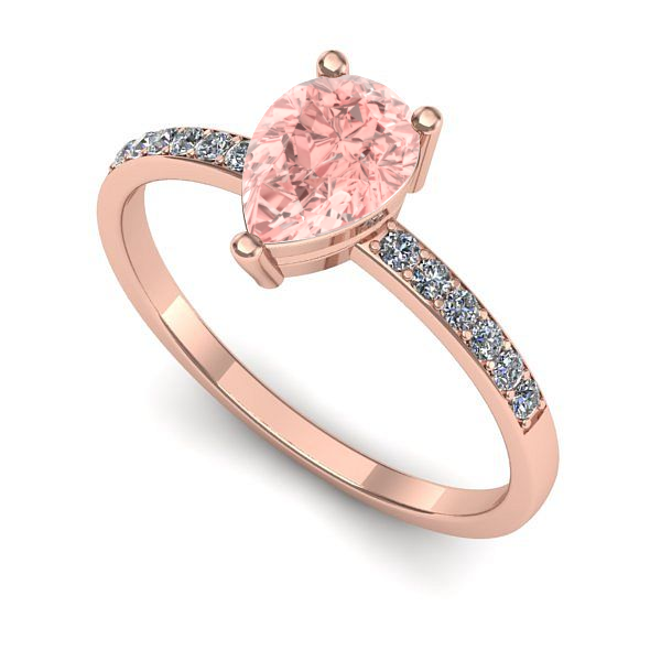 Inel logodna din aur roz cu diamant de laborator roz