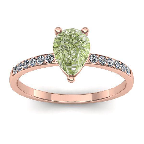 Inel cu diamant de laborator verde lacrima