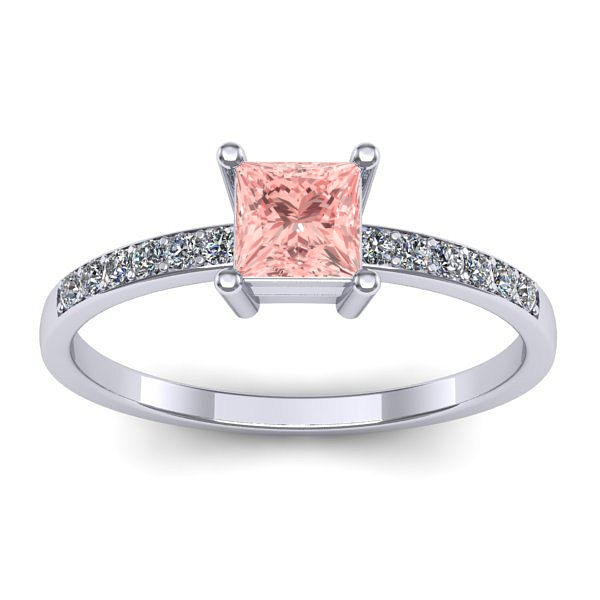 Inel de logodna cu diamant de laborator roz patrat