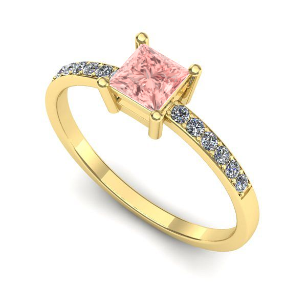 Inel de logodna din aur galben cu diamant de laborator roz