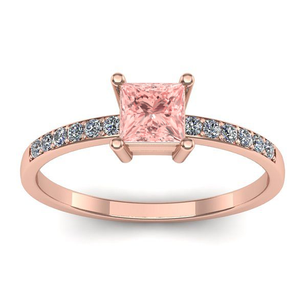 Inel de logodna cu diamant de laborator roz patrat