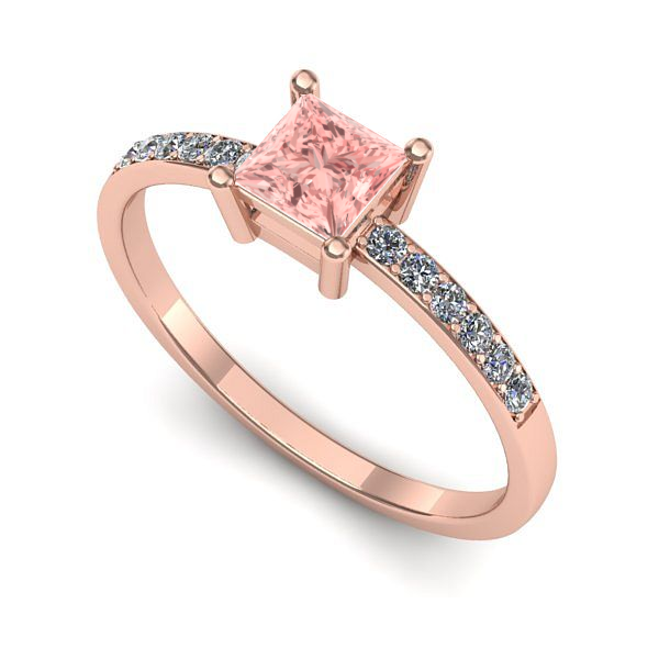 Inel de logodna din aur roz cu diamant de laborator roz