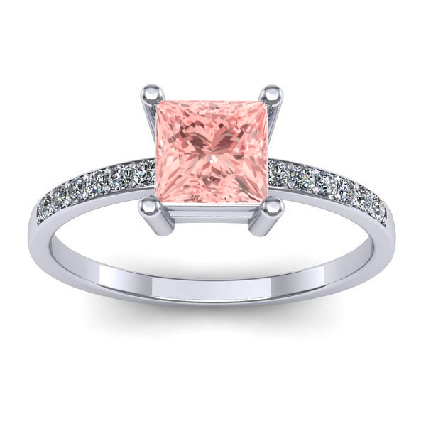 Inel de logodna cu diamant de laborator roz patrat