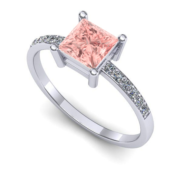 Inel din aur alb cu diamant de laborator roz